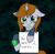 Size: 1227x1200 | Tagged: safe, artist:little gem, artist:uniroam, oc, oc:littlepip, unicorn, fallout equestria, clothes, dark background, horn, jumpsuit, littlepip's little party, pipbuck, sad, sign, vault suit