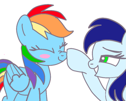 Size: 749x596 | Tagged: safe, artist:glidedash, rainbow dash, soarin', pegasus, pony, g4, boop, female, glide, half r63 shipping, lesbian, mare, rule 63, ship:glidedash, ship:soarindash, shipping