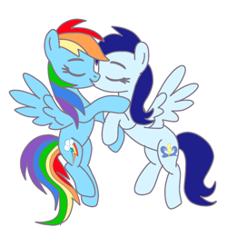 Size: 1280x1280 | Tagged: safe, artist:glidedash, rainbow dash, soarin', pegasus, pony, g4, female, glide, half r63 shipping, kiss on the lips, kissing, lesbian, mare, rule 63, ship:glidedash, ship:soarindash, shipping