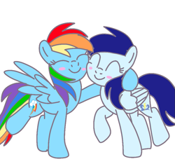 Size: 827x774 | Tagged: safe, artist:glidedash, rainbow dash, soarin', pegasus, pony, g4, female, glide, half r63 shipping, lesbian, mare, rule 63, ship:glidedash, ship:soarindash, shipping