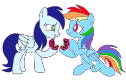 Size: 750x483 | Tagged: safe, artist:glidedash, rainbow dash, soarin', pegasus, pony, g4, female, glide, half r63 shipping, lesbian, mare, marriage proposal, rule 63, ship:glidedash, ship:soarindash, shipping