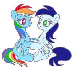 Size: 750x675 | Tagged: safe, artist:glidedash, rainbow dash, soarin', pegasus, pony, g4, female, glide, half r63 shipping, lesbian, mare, rule 63, ship:glidedash, ship:soarindash, shipping