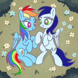 Size: 750x750 | Tagged: safe, artist:glidedash, rainbow dash, soarin', pegasus, pony, g4, female, glide, half r63 shipping, lesbian, mare, rule 63, ship:glidedash, ship:soarindash, shipping