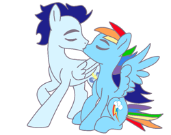 Size: 827x654 | Tagged: safe, artist:glidedash, rainbow dash, soarin', pegasus, pony, g4, gay, half r63 shipping, kiss on the lips, kissing, male, rainbow blitz, rule 63, ship:soarinblitz, ship:soarindash, shipping, stallion