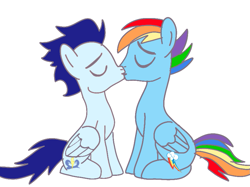 Size: 827x620 | Tagged: safe, artist:glidedash, rainbow dash, soarin', pegasus, pony, g4, gay, half r63 shipping, kiss on the lips, kissing, male, rainbow blitz, rule 63, ship:soarinblitz, ship:soarindash, shipping, stallion