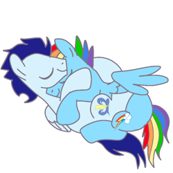 Size: 750x750 | Tagged: safe, artist:glidedash, rainbow dash, soarin', pegasus, pony, g4, gay, half r63 shipping, male, rainbow blitz, rule 63, ship:soarinblitz, ship:soarindash, shipping, stallion