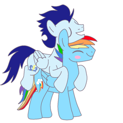 Size: 750x750 | Tagged: safe, artist:glidedash, rainbow dash, soarin', pegasus, pony, g4, gay, half r63 shipping, male, rainbow blitz, rule 63, ship:soarinblitz, ship:soarindash, shipping, stallion