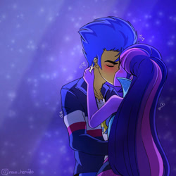 Size: 750x750 | Tagged: safe, artist:paracetamolnavo30, flash sentry, twilight sparkle, human, equestria girls, g4, female, kiss on the lips, kissing, male, ship:flashlight, shipping, straight