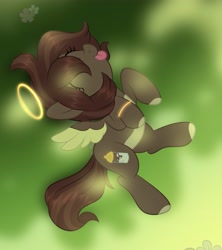 Size: 3635x4096 | Tagged: safe, artist:gelians, oc, oc:angel (gelians), pegasus, pony, female, halo, mare, solo, tongue out