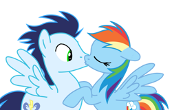 Size: 749x479 | Tagged: safe, artist:soarindasher10, rainbow dash, soarin', pegasus, pony, g4, duo, duo male and female, female, kiss on the lips, kissing, male, mare, ship:soarindash, shipping, simple background, stallion, straight, transparent background