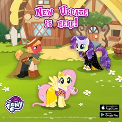 Size: 1080x1080 | Tagged: safe, gameloft, big macintosh, fluttershy, rarity, g4