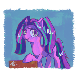 Size: 3200x3200 | Tagged: safe, artist:boxwari, aria blaze, earth pony, pony, g4, equestria girls ponified, female, high res, looking at you, mare, ponified, signature, solo