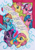 Size: 1748x2480 | Tagged: safe, artist:hyeburt, firefly, fluttershy, posey, rainbow dash, twilight, twilight sparkle, earth pony, pegasus, pony, unicorn, g1, g4, cloud, female, horn, magic, mare, poem, quill, rainbow, scroll, telekinesis, zine:my little fanzine