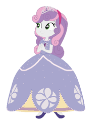 Size: 432x495 | Tagged: safe, artist:cheerful9, sweetie belle, human, equestria girls, g4, base used, clothes, crown, cute, diasweetes, dress, gown, hands together, high heels, jewelry, princess sweetie belle, regalia, shoes, smiling, sofia the first, solo