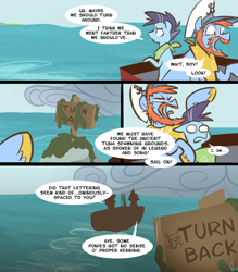 Size: 700x800 | Tagged: safe, artist:egophiliac, slice of pony life, boat, comic, fishing, fishing rod, seaweed, sign