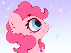 Size: 4000x3000 | Tagged: safe, artist:zokkili, pinkie pie, earth pony, pony, g4, ear fluff, eyebrows, eyebrows visible through hair, female, looking up, mare, profile, side view, smiling, solo