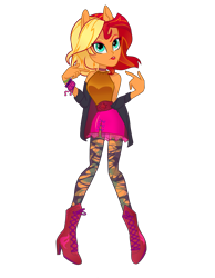 Size: 2537x3269 | Tagged: safe, artist:lazzy_bunny, equestria girls, g4, absurd resolution, alternative cutie mark placement, boots, box art, clothes, female, high heel boots, lipstick, redesign, shoes, simple background, skirt, solo, transparent background