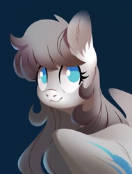 Size: 1500x1971 | Tagged: safe, artist:28gooddays, oc, oc only, pegasus, pony, bust, lineless, looking back, portrait, simple background, smiling, solo