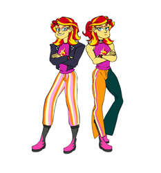 Size: 1785x1918 | Tagged: safe, artist:lazzy_bunny, sunset shimmer, equestria girls, g4, boots, male, red hair, rule 63, shoes, solo