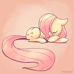 Size: 2048x2048 | Tagged: safe, artist:pfeffaroo, fluttershy, pegasus, pony, g4, cute, eyes closed, female, filly, filly fluttershy, foal, lying down, pastel colors, prone, resting, shyabetes, sleeping, solo, younger