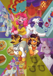 Size: 1772x2528 | Tagged: safe, artist:djkaskan, coriander cumin, pinkie pie, ponet, rarity, saffron masala, topaz star, twinkleshine, zesty gourmand, g4, my little pony: friendship is magic, spice up your life