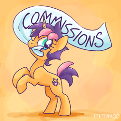 Size: 2048x2048 | Tagged: safe, artist:pfeffaroo, oc, oc only, oc:kettle chip, pony, unicorn, concave belly, horn, looking back, mouth hold, profile, rearing, solo, unicorn oc