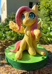 Size: 1748x2480 | Tagged: safe, artist:kuzoux, fluttershy, pegasus, pony, g4, craft, female, irl, mare, outdoors, photo, sculpture, sitting, solo, spread wings, traditional art, wings, zine:my little fanzine