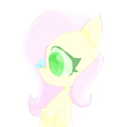 Size: 640x640 | Tagged: safe, artist:scarshine, fluttershy, butterfly, pegasus, pony, g4, butterfly on nose, female, green eyes, insect on nose, pink mane, simple background, solo, solo female, white background, yellow coat