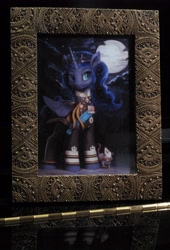 Size: 2680x3950 | Tagged: safe, artist:assasinmonkey, princess luna, tiberius, pony, g4, au:eqcl, clothes, crown, frame, irl, jewelry, military uniform, photo, picture frame, regalia, sash, tiara, uniform