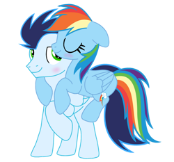 Size: 750x699 | Tagged: safe, artist:soarindasher10, rainbow dash, soarin', pegasus, pony, g4, female, male, mare, ship:soarindash, shipping, simple background, stallion, straight, transparent background