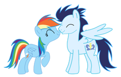 Size: 1280x820 | Tagged: safe, artist:soarindasher10, rainbow dash, soarin', pegasus, pony, g4, female, male, mare, nuzzling, ship:soarindash, shipping, simple background, stallion, straight, transparent background