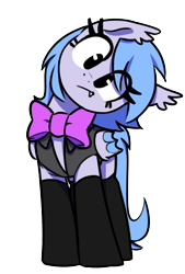 Size: 950x1406 | Tagged: safe, artist:thebatfang, oc, oc only, oc:lucky roll, bat pony, pony, bat pony oc, bowtie, clothes, cute, cute little fangs, eye clipping through hair, fangs, female, folded wings, head tilt, looking at you, mare, ocbetes, simple background, socks, solo, transparent background, vest, wings