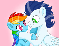 Size: 750x596 | Tagged: safe, artist:mrsdashskies, rainbow dash, soarin', pegasus, pony, g4, female, male, mare, ship:soarindash, shipping, stallion, straight