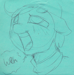 Size: 1758x1776 | Tagged: safe, artist:misstwipietwins, oc, oc:file folder, clothes, male, post-it, scarf, sketch, stallion, weh