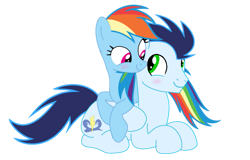 Size: 749x479 | Tagged: safe, artist:soarindasher10, rainbow dash, soarin', pegasus, pony, g4, female, male, mare, ship:soarindash, shipping, simple background, stallion, straight, transparent background