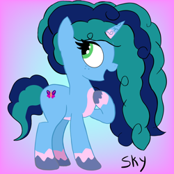 Size: 1500x1500 | Tagged: safe, artist:skycandy, misty brightdawn, pony, unicorn, g5, alternate hairstyle, gradient background, horn, solo