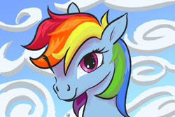 Size: 3000x2000 | Tagged: safe, rainbow dash, pegasus, pony, g4, colored, hoers, sky background, solo