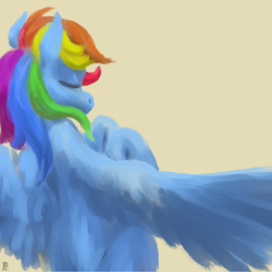 Size: 2000x2000 | Tagged: safe, artist:rapt, rainbow dash, pegasus, pony, g4, digital painting, female, mare, solo, spread wings, wings