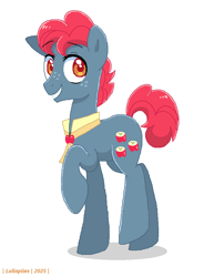 Size: 725x984 | Tagged: safe, artist:lullapiies, apple split, pony, g4, apple family member, raised hoof, simple background, solo, white background