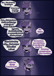 Size: 1448x2048 | Tagged: safe, artist:piesinful, maud pie, earth pony, pony, comic:unlucky day, fanfic:cupcakes, g4, comic, dialogue, female, implied pinkie pie, interrogation, mare, solo, speech bubble