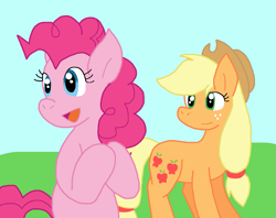 Size: 1135x899 | Tagged: safe, artist:cmara, applejack, pinkie pie, earth pony, pony, g4, female, solo