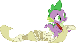 Size: 5307x3000 | Tagged: safe, artist:cloudy glow, spike, dragon, g4, my little pony: friendship is magic, triple threat, checklist, male, quill, simple background, solo, transparent background, vector