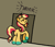 Size: 947x814 | Tagged: safe, artist:zoeyhorse, sunset shimmer, pony, unicorn, g4, bunset shimmer, butt, colored hooves, doorway, eyes closed, female, frown, green hooves, hooves, horn, in the human world for too long, mare, missing cutie mark, onomatopoeia, plot, solo