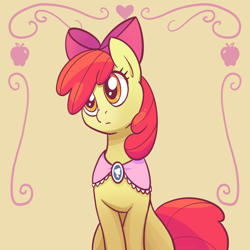 Size: 2048x2048 | Tagged: safe, artist:pfeffaroo, apple bloom, earth pony, pony, g4, adorabloom, apple bloom's bow, bow, clothes, cute, female, hair bow, high res, looking away, mare, older, older apple bloom, shawl, sitting, solo, three quarter view, vignette