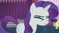 Size: 1920x1080 | Tagged: safe, screencap, applejack, rarity, pony, unicorn, canterlot boutique, g4, my little pony: friendship is magic, season 5, carousel boutique, eyes closed, female, horn, mare, scrunchy face