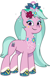 Size: 2502x3845 | Tagged: safe, dahlia, earth pony, pony, g5, my little pony: tell your tale, official, pipp-sync battle, spoiler:g5, spoiler:my little pony: tell your tale, spoiler:tyts02e34, .ai available, .svg available, alternate hairstyle, concave belly, female, long mane, looking at you, mare, simple background, slender, smiling, solo, svg, thin, transparent background, unshorn fetlocks, vector