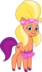 Size: 2553x4384 | Tagged: safe, sunny starscout, earth pony, pony, g5, my little pony: tell your tale, official, pipp-sync battle, spoiler:g5, spoiler:my little pony: tell your tale, spoiler:tyts02e34, .ai available, .svg available, alternate hairstyle, female, looking at you, mare, simple background, smiling, smiling at you, solo, svg, transparent background, unshorn fetlocks, vector