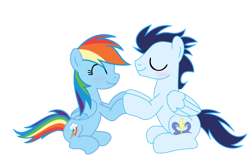 Size: 2988x1913 | Tagged: safe, artist:soarindasher10, rainbow dash, soarin', pegasus, pony, g4, female, holding hooves, male, mare, ship:soarindash, shipping, simple background, stallion, straight, transparent background