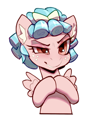 Size: 2019x2692 | Tagged: safe, artist:cherry_kotya, cozy glow, pegasus, pony, g4, bust, ear fluff, freckles, looking at you, portrait, simple background, spread wings, transparent background, wings