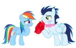 Size: 2988x1913 | Tagged: safe, artist:soarindasher10, rainbow dash, soarin', pegasus, pony, g4, bouquet, bouquet of flowers, female, flower, hearts and hooves day, holiday, male, mare, ship:soarindash, shipping, simple background, stallion, straight, transparent background, valentine's day, valentine's day card